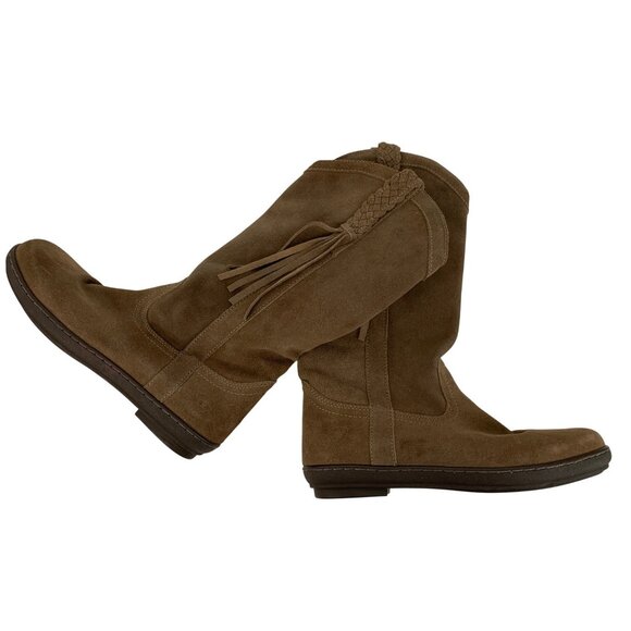 Ariat Womens Suede Mid-Calf Flat Boots Tassel Rubber Sole Size 7.5 B 8770 EUC - Picture 1 of 9